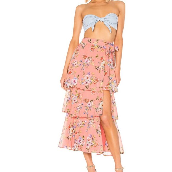 NWOT House of Harlow X REVOLVE Sabine Wrap Skirt in white flora size small - Picture 2 of 7